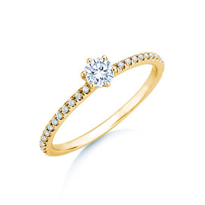 Verlobungsring Royal Pavé in 18K Gelbgold mit natürlichen Diamanten 0,40ct G/SI