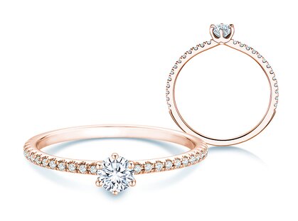 Verlobungsring Royal Pavé in 18K Roségold mit natürliche Diamanten 0,40ct G/SI
