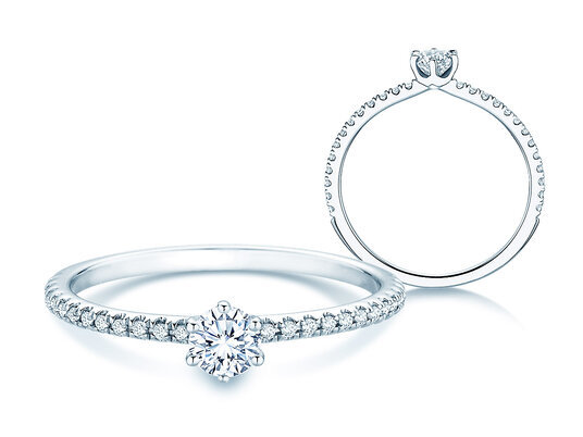 Verlobungsring Royal Pavé in 9K Weißgold mit natürliche Diamanten 0,25ct G/SI
