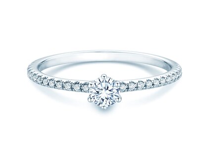 Verlobungsring Royal Pavé in 9K Weißgold mit natürlichen Diamanten 0,35ct G/SI