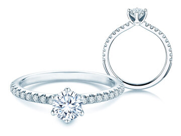 Verlobungsring Royal Pavé in 9K Weißgold mit natürliche Diamanten 0,65ct G/SI