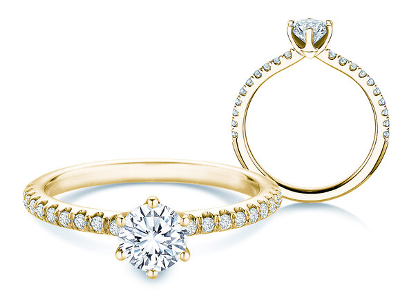 Verlobungsring Royal Pavé in 9K Gelbgold mit natürlichen Diamanten 0,65ct G/SI