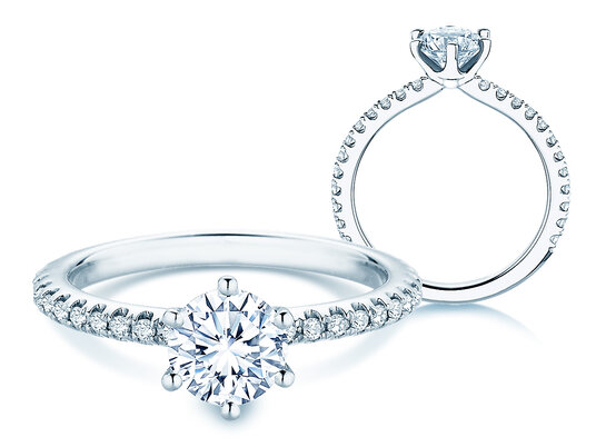 Verlobungsring Royal Pavé in 9K Weißgold mit natürlichen Diamanten 1,22ct G/SI