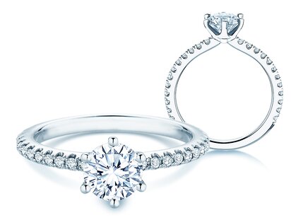 Verlobungsring Royal Pavé in 9K Weißgold mit natürliche Diamanten 1,22ct G/SI