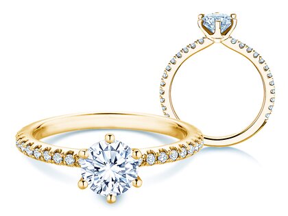 Verlobungsring Royal Pavé in 9K Gelbgold mit natürlichen Diamanten 1,22ct G/SI