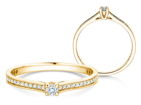 Verlobungsring Surprise Pavé in 14K Gelbgold mit Diamanten 0,23ct G/SI