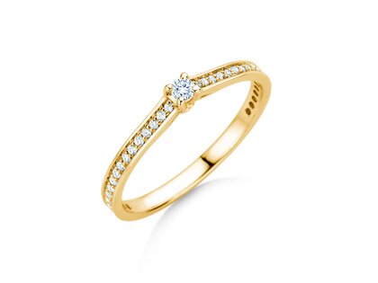 Verlobungsring Surprise Pavé in 14K Gelbgold mit Diamanten 0,23ct G/SI