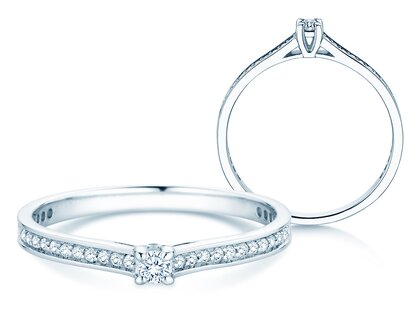 Verlobungsring Surprise Pavé in 14K Weißgold mit Diamanten 0,23ct G/SI