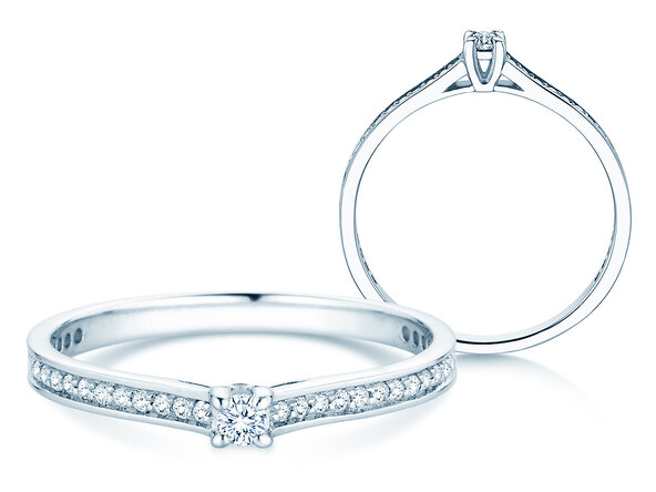 Verlobungsring Surprise Pavé in 14K Weißgold mit Diamanten 0,23ct G/SI