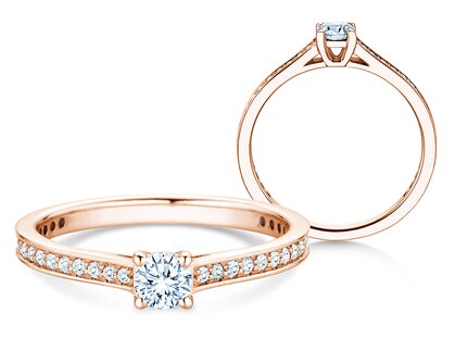 Verlobungsring Surprise Pavé in 14K Roségold mit Diamanten 0,49ct G/SI