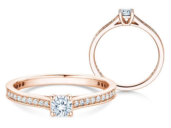 Verlobungsring Surprise Pavé in 14K Roségold mit Diamanten 0,49ct G/SI
