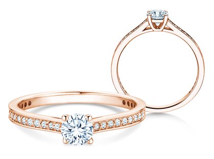 Verlobungsring Surprise Pavé in 14K Roségold mit Diamanten 0,64ct G/SI