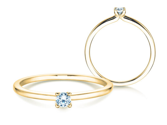 Verlobungsring Classic 4 in 14K Gelbgold mit Diamant 0,10ct G/IF