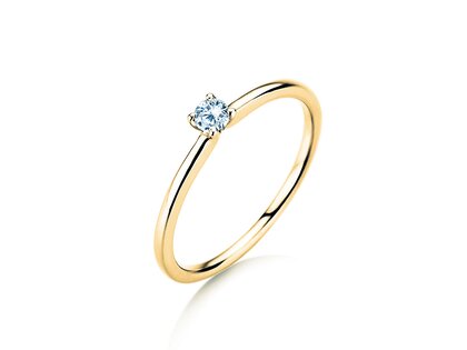 Verlobungsring Classic 4 in 14K Gelbgold mit Diamant 0,10ct H/SI