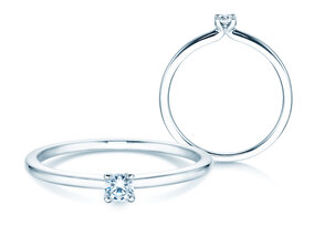 Verlobungsring Classic 4 in 9K Weißgold mit Diamant 0,07ct G/SI