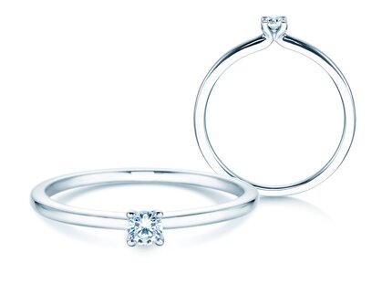 Verlobungsring Classic 4 in Silber 925/- mit Diamant 0,10ct G/SI