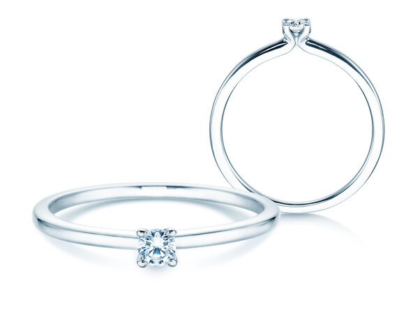 Verlobungsring Classic 4 in 18K Weißgold mit Diamant 0,10ct H/SI