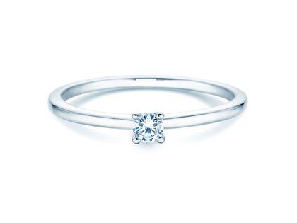 Verlobungsring Classic 4 in 18K Weißgold mit Diamant 0,10ct H/SI
