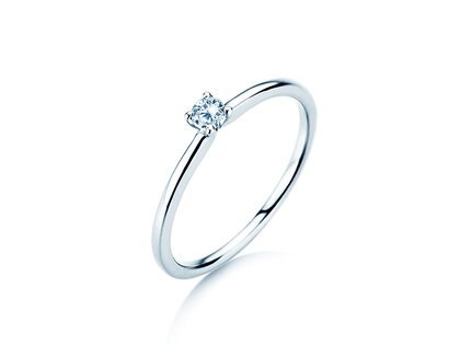 Verlobungsring Classic 4 in 18K Weißgold mit Diamant 0,10ct H/SI