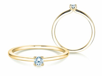 Verlobungsring Classic 4 in 14K Gelbgold mit Diamant 0,10ct G/SI