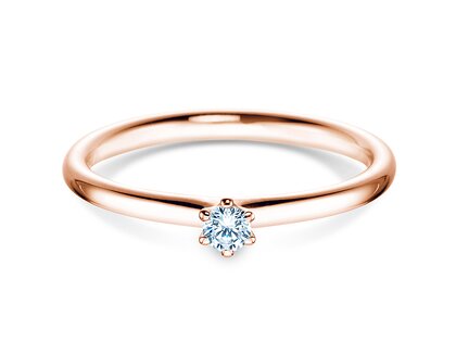 Verlobungsring Classic 6 in 14K Roségold mit Diamant 0,07ct G/VS