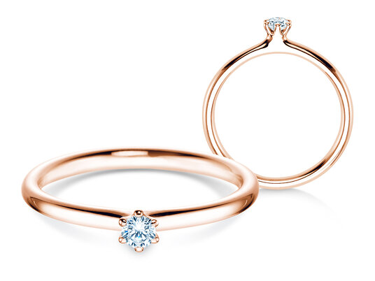 Verlobungsring Classic 6 in 14K Roségold mit Diamant 0,07ct G/VS