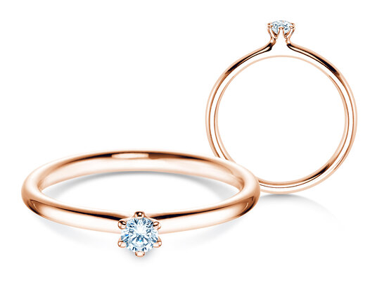 Verlobungsring Classic 6 in 14K Roségold mit Diamant 0,10ct G/IF