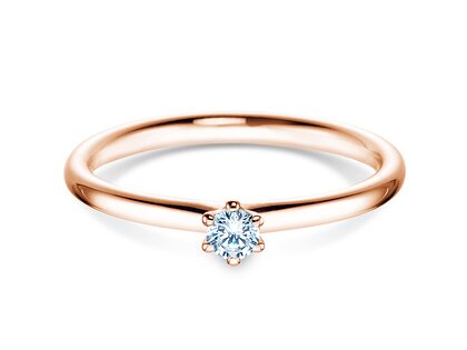 Verlobungsring Classic 6 in 18K Roségold mit Diamant 0,10ct H/SI