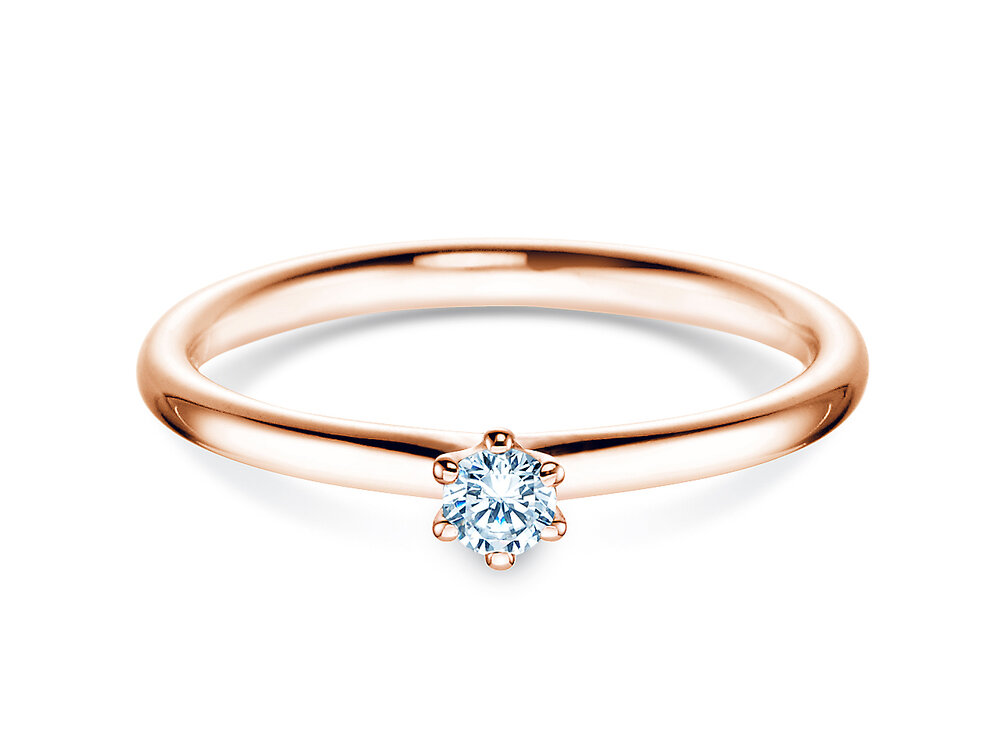 Verlobungsring Classic 6 in 14K Roségold mit Diamant 0,10ct G/SI