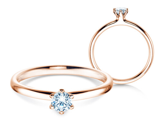 Verlobungsring Classic 6 in 9K Roségold mit Diamant 0,25ct G/SI