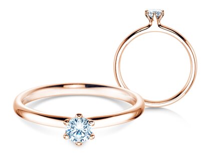 Verlobungsring Classic 6 in 14K Roségold mit Diamant 0,25ct H/SI
