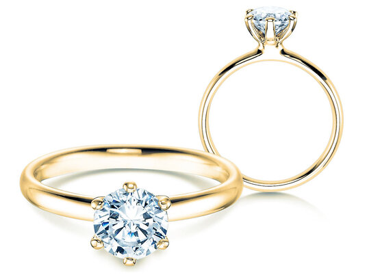Verlobungsring Classic 6 in 14K Gelbgold mit Diamant 1,25ct H/SI