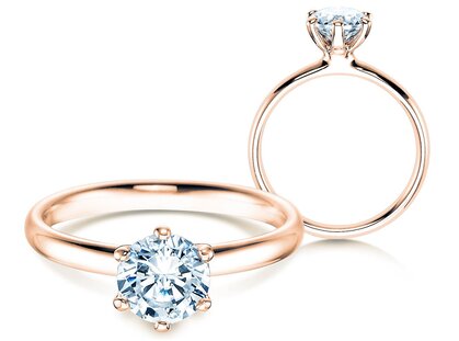 Verlobungsring Classic 6 in 9K Roségold mit Diamant 1,25ct G/SI