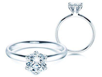 Verlobungsring Classic 6 in 14K Weißgold mit Diamant 2,50ct G/VS
