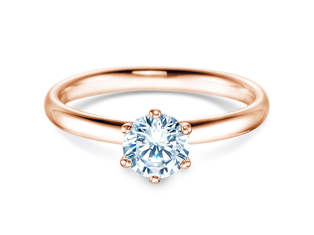 Verlobungsring Classic 6 in 9K Roségold mit Diamant 0,75ct G/SI