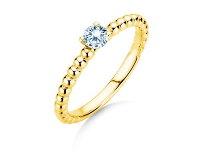 Verlobungsring Classic Beads in 18K Gelbgold mit Diamant 0,05ct H/SI