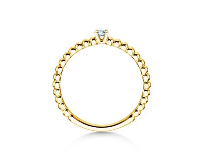 Verlobungsring Classic Beads in 18K Gelbgold mit Diamant 0,05ct H/SI