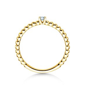 Verlobungsring Classic Beads in 18K Gelbgold mit Diamant 0,05ct H/SI