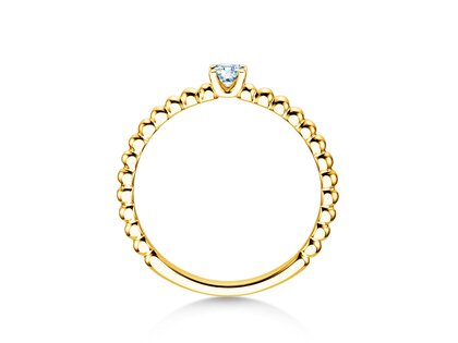 Verlobungsring Classic Beads in 14K Gelbgold mit Diamant 0,10ct H/SI