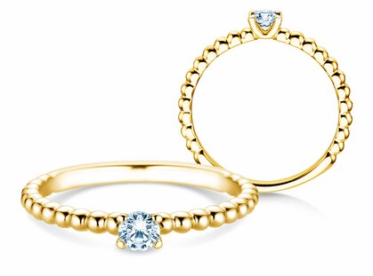 Verlobungsring Classic Beads in 9K Gelbgold mit Labordiamant 0,15ct E/VS
