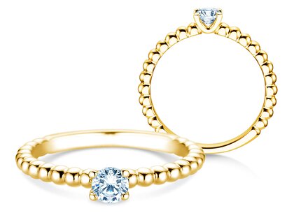 Verlobungsring Classic Beads in 14K Gelbgold mit Diamant 0,25ct G/SI
