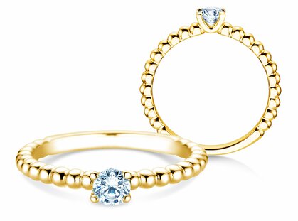 Verlobungsring Classic Beads in 14K Gelbgold mit Diamant 0,25ct H/SI