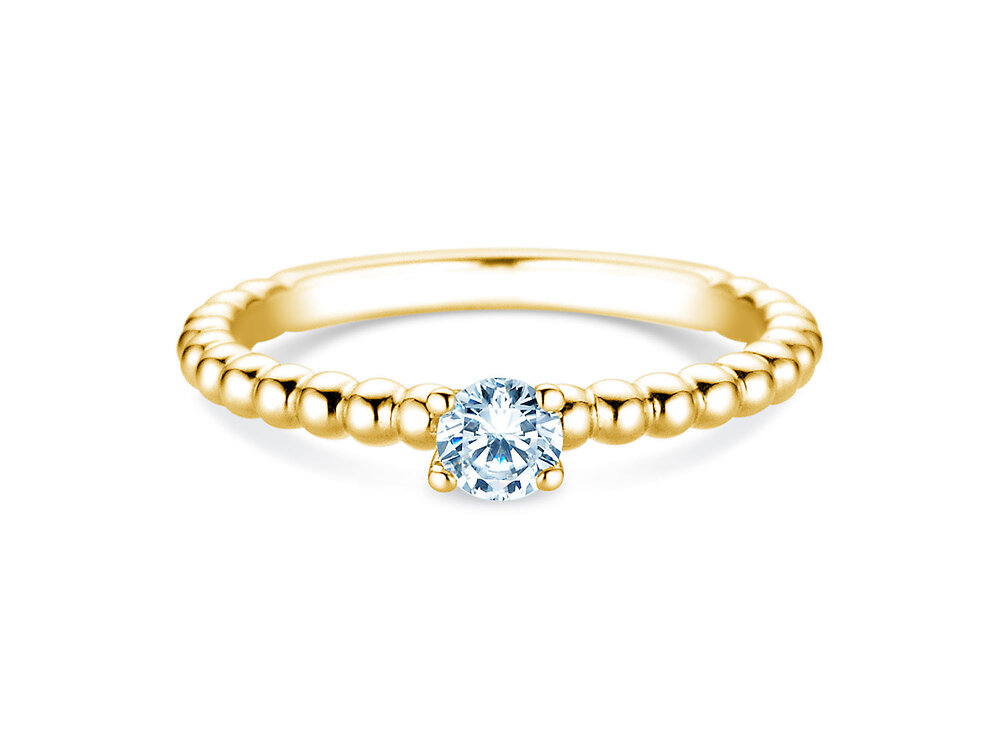 Verlobungsring Classic Beads in 18K Gelbgold mit Labordiamant 0,25ct E/VS