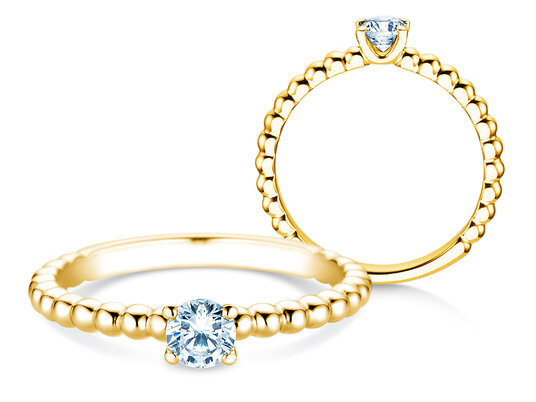 Verlobungsring Classic Beads in 9K Gelbgold mit Diamant 0,30ct H/SI