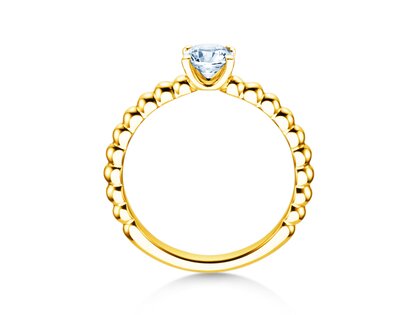 Verlobungsring Classic Beads in 18K Gelbgold mit Diamant 0,60ct H/SI