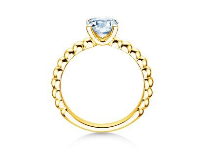 Verlobungsring Classic Beads in 14K Gelbgold mit Labordiamant 1,00ct E/VS