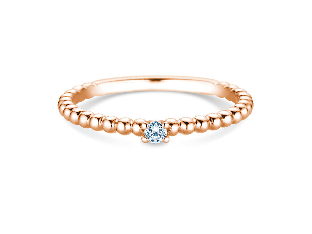 Verlobungsring Classic Beads in 14K Roségold mit Diamant 0,05ct G/SI