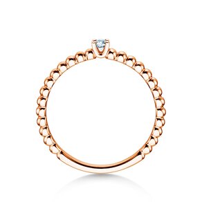 Verlobungsring Classic Beads in 14K Roségold mit Diamant 0,05ct G/SI