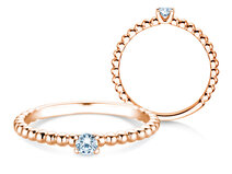 Verlobungsring Classic Beads in 9K Roségold mit Diamant 0,10ct G/SI