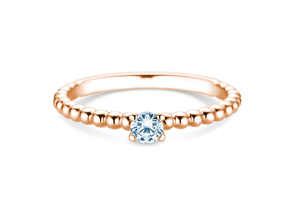 Verlobungsring Classic Beads in 18K Roségold mit Diamant 0,15ct G/SI